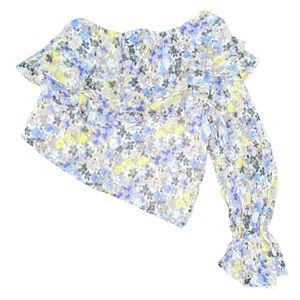 Lucky Brand Women’s Small Ruffle Blouse Princess Pin Tuck Cold Shoulder Top NWT